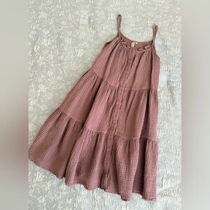 Tractr Mauve Button-Front Tiered Dress